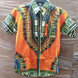 Dashiki Shirt Button Down 🧡💙